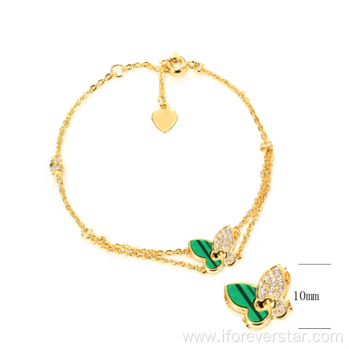 cz butterfly jewelry gold plated silver jewelry sets